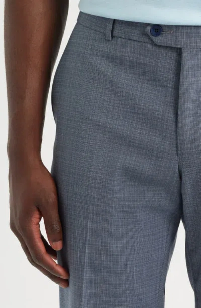 Berle Luxury Performance Flat Front Multiscreen Check Dress Pants In Blue