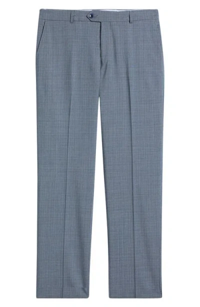 Berle Luxury Performance Flat Front Multiscreen Check Dress Pants In Blue