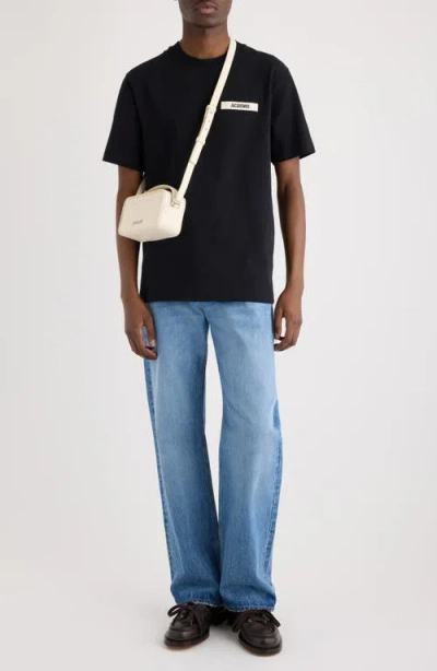 Jacquemus Minimalist Black Short-sleeve Cotton T-shirt With Patch Detail