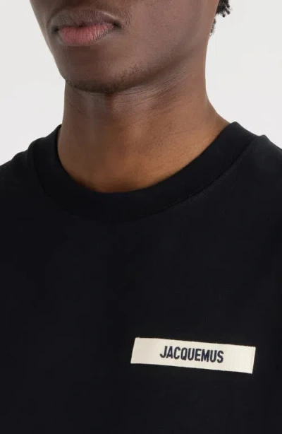 Jacquemus Minimalist Black Short-sleeve Cotton T-shirt With Patch Detail