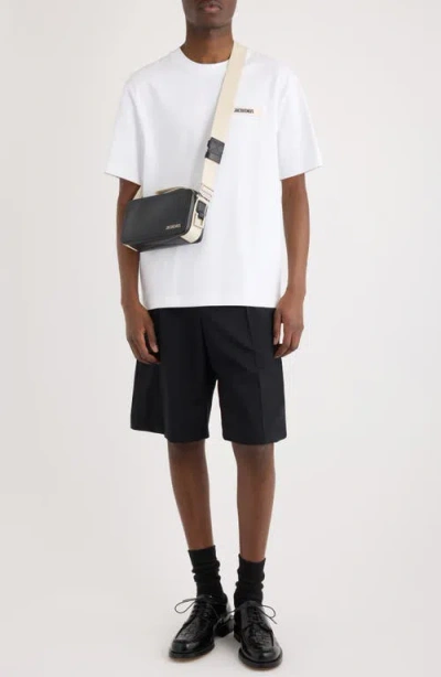 Jacquemus Le T-shirt Gros Grain White T-shirt With Logo Patch On The Front In Cotton Man