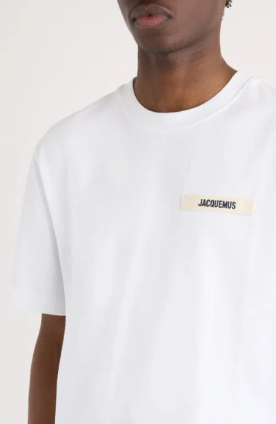 Jacquemus Le T-shirt Gros Grain White T-shirt With Logo Patch On The Front In Cotton Man