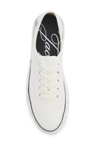 Jacquemus Round Toe Canvas Sneakers With Embroidered Logos In White