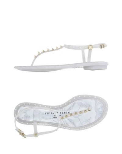 Philipp Plein Toe Strap Sandals In White