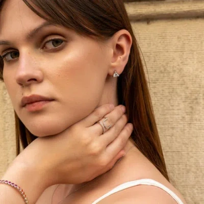Spero London Triangle Sterling Silver Stud Earring In Neutral