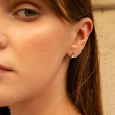 Spero London Triangle Sterling Silver Stud Earring In Neutral