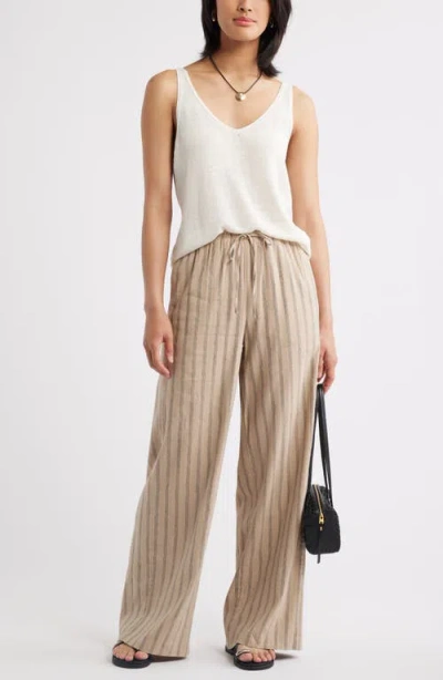 Nordstrom Linen Blend Drawstring Pants In Neutral