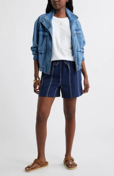 Caslonr Caslon(r) Cotton Blend Dobby Pull-on Shorts In Blue