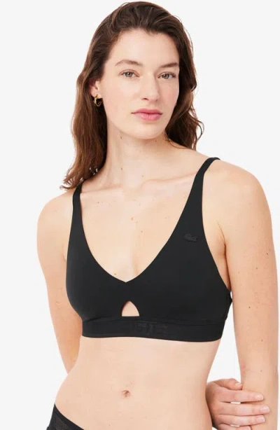 Lacoste Perforated Band Microfiber Bra In Black