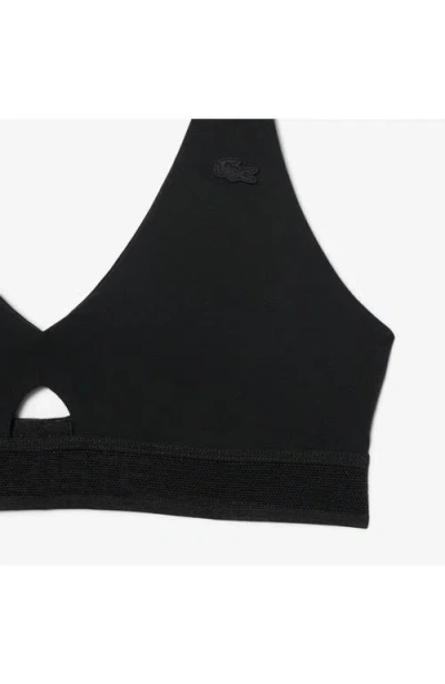Lacoste Perforated Band Microfiber Bra In Black