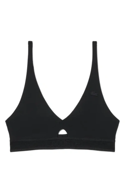 Lacoste Perforated Band Microfiber Bra In Black
