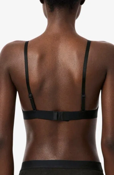 Lacoste Logo Lace Triangle Bralette In Black