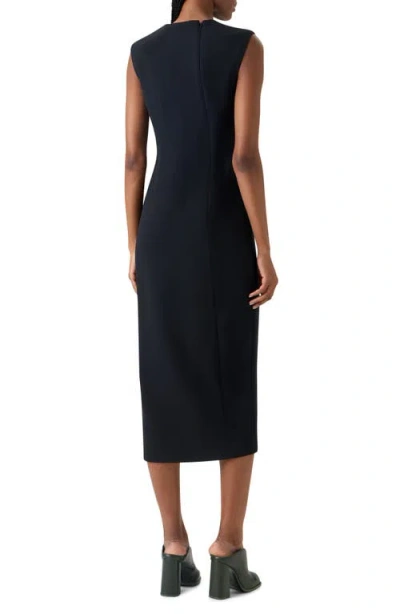 Akris Sleeveless Zip Slit Wool Blend Sheath Dress In Black