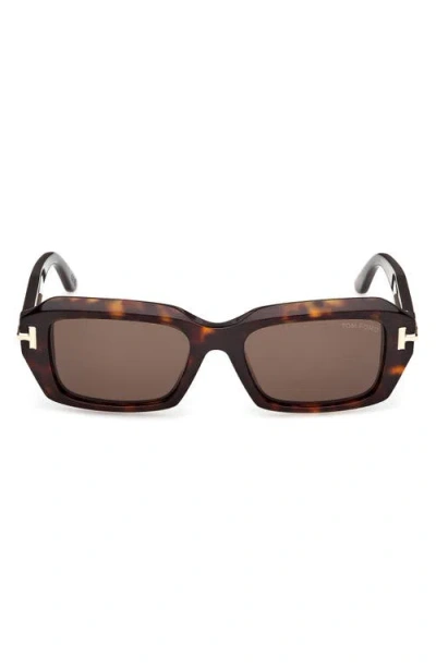 Tom Ford 53mm Rectangular Sunglasses In Brown