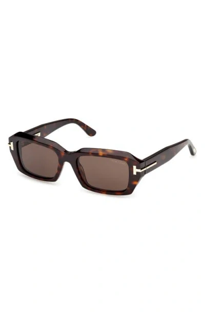 Tom Ford 53mm Rectangular Sunglasses In Brown