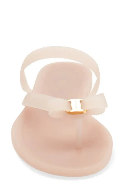 Ferragamo Jealsa Rubber Flat Thong Sandals In Pink