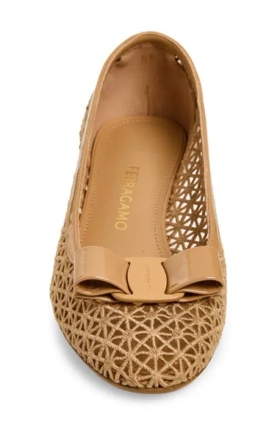 Ferragamo Macramé Vara Bow Pump In Brown