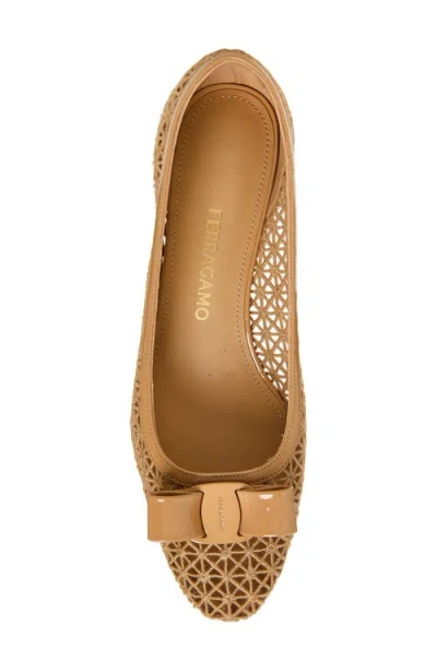 Ferragamo Macramé Vara Bow Pump In Brown