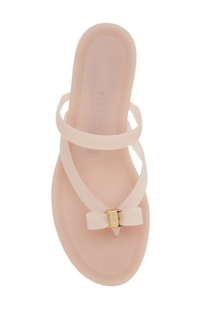 Ferragamo Jealsa Rubber Flat Thong Sandals In Pink