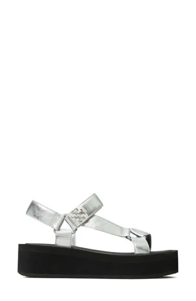 Tory Burch Mellow Platform Sandal In Silver
