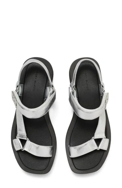 Tory Burch Mellow Platform Sandal In Silver