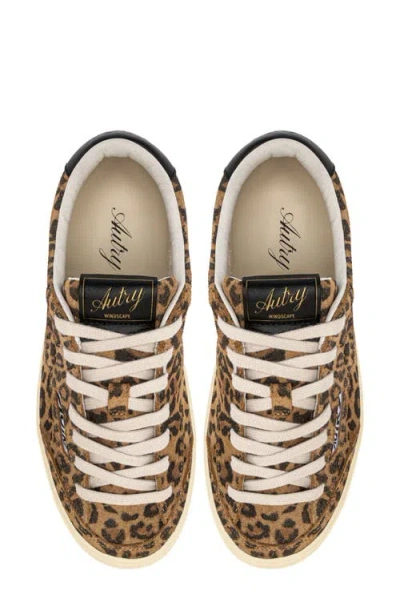 Autry Windscape Low Sneakers In Leopard And Black Suede In Animal Print