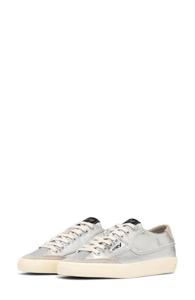 Autry Windscape Low Silver Canvas Suede Cow Leather Rubber Sneakers In Gray