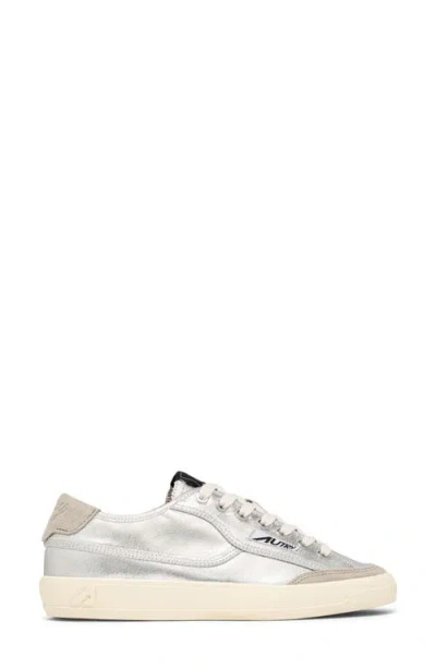 Autry Windscape Low Silver Canvas Suede Cow Leather Rubber Sneakers In Gray