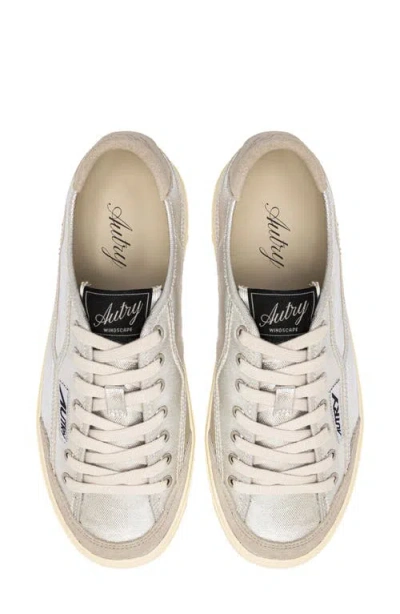 Autry Windscape Low Silver Canvas Suede Cow Leather Rubber Sneakers In Gray