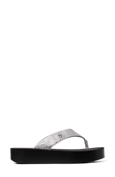 Tory Burch Platform Flip Flop In Silver