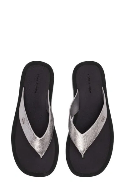 Tory Burch Platform Flip Flop In Silver