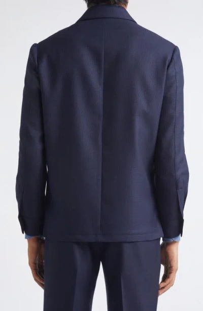 Thom Sweeney Wool Hopsack Overshirt In Blue