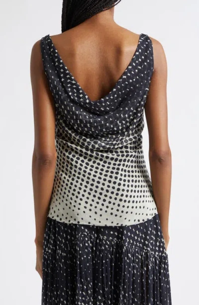 Christopher John Rogers Halftone Wiggle Dot Printed Crinkled-chiffon Top In Blue