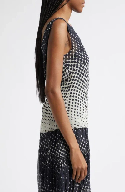 Christopher John Rogers Halftone Wiggle Dot Printed Crinkled-chiffon Top In Blue