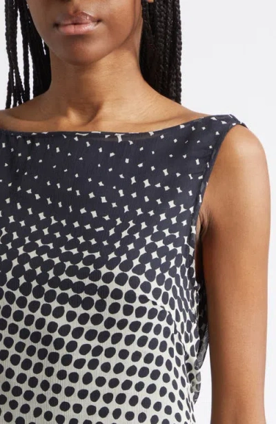 Christopher John Rogers Halftone Wiggle Dot Printed Crinkled-chiffon Top In Blue