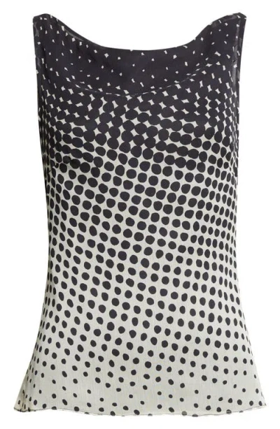 Christopher John Rogers Halftone Wiggle Dot Printed Crinkled-chiffon Top In Blue