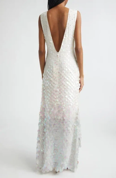 Christopher John Rogers Embellished Step Hem Silk Gown In Silver