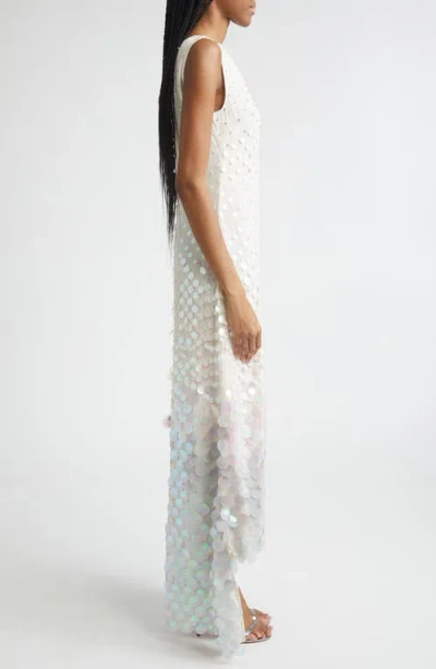 Christopher John Rogers Embellished Step Hem Silk Gown In Silver