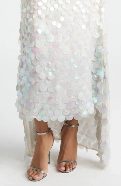 Christopher John Rogers Embellished Step Hem Silk Gown In Silver