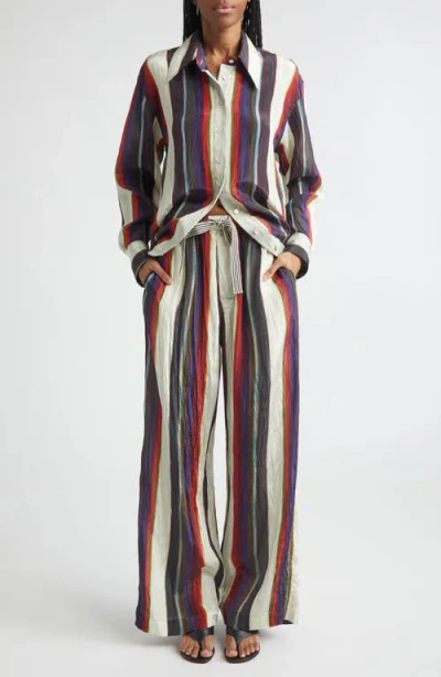 Christopher John Rogers Morris Stripe Crinkled Pants In Multi