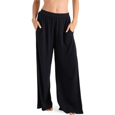 Volcom Stoneshine Junki Wide Leg Cover-up Pants In Black