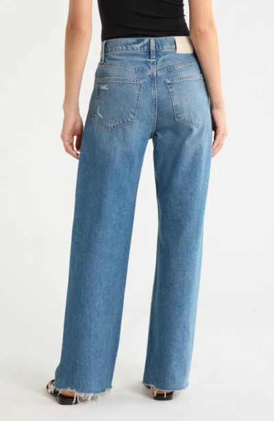Paige Arellia Skimmer Covered Button Fly Wide Leg Jeans Terazzo Destructed In Blue