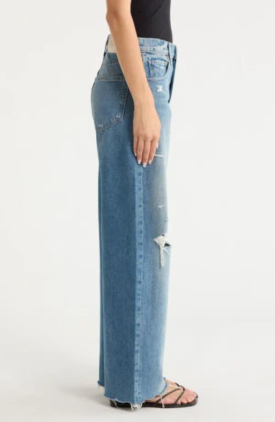Paige Arellia Skimmer Covered Button Fly Wide Leg Jeans Terazzo Destructed In Blue