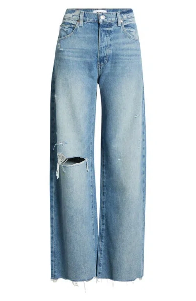 Paige Arellia Skimmer Covered Button Fly Wide Leg Jeans Terazzo Destructed In Blue
