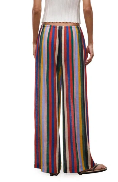 Staud Mateo Stripe Cotton Drawstring Pants In Multi