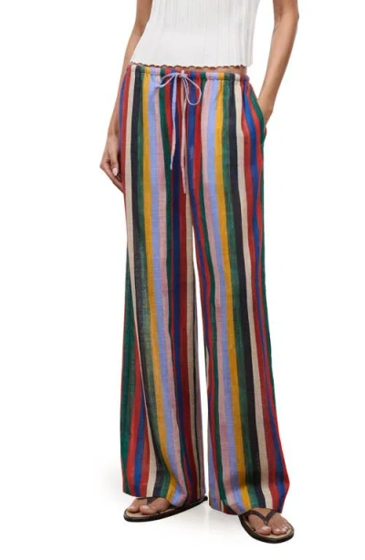 Staud Mateo Stripe Cotton Drawstring Pants In Multi