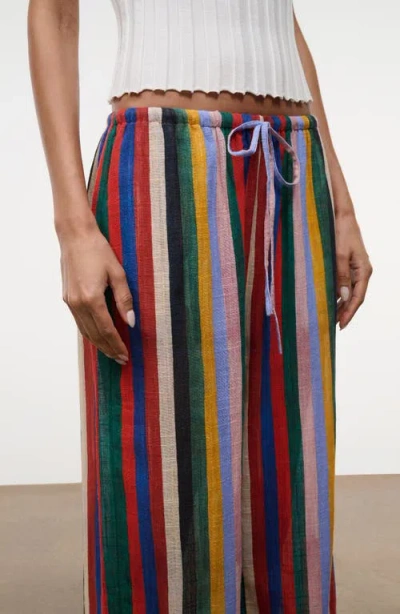 Staud Mateo Stripe Cotton Drawstring Pants In Multi