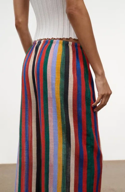 Staud Mateo Stripe Cotton Drawstring Pants In Multi