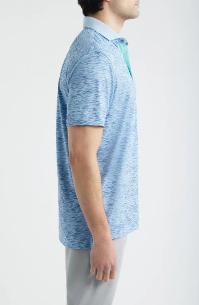 Greyson Deep Water Performance Print Polo In Blue