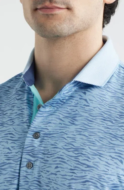 Greyson Deep Water Performance Print Polo In Blue